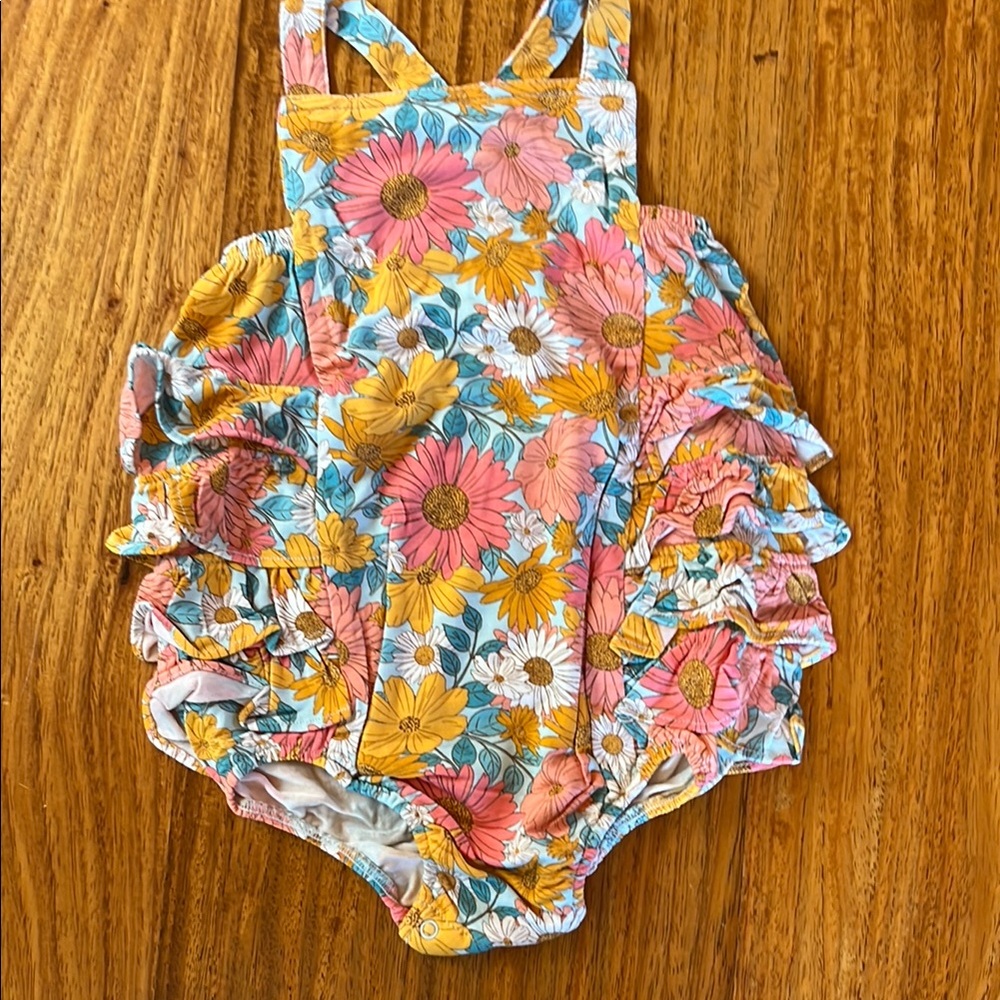 Angel dear Floral Ruffle Baby Romper